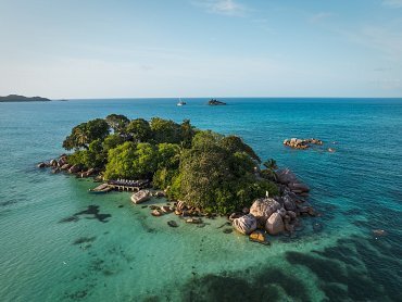 CHAUVE SOURIS ISLAND VIEW FROM COTE D'OR BEACH